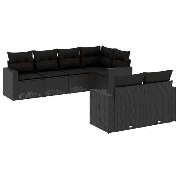 vidaXL Set Divani da Giardino con Cuscini 7pz Nero Polyrattan