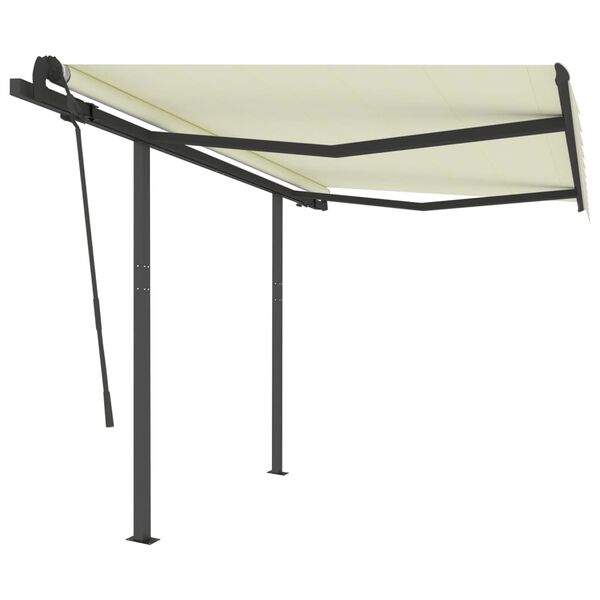 vidaXL Tenda da Sole Retrattile Manuale con Pali 3x2,5 m Crema