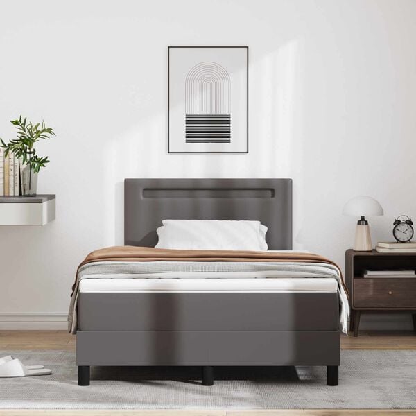 vidaXL Letto a molle con materasso Grigio 120 x 190 cm Pelle sintetica