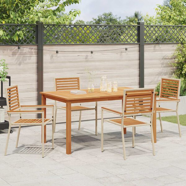 vidaXL Set da Pranzo per Giardino 5 pcs Beige Poly Rattan