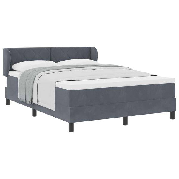 vidaXL Letto a molle con materasso Grigio scuro 140 x 190 cm Velluto