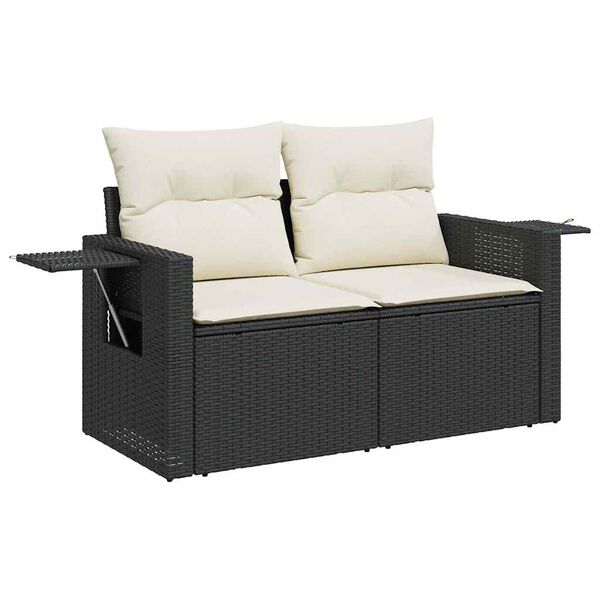 vidaXL Set Divani da Giardino 4 pz con Cuscini Nero in Polyrattan