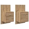 vidaXL Mobiletto da comodino a parete 2 pcs Rovere artigianale