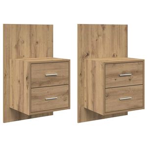 vidaXL Mobiletto da comodino a parete 2 pz Rovere artigianale