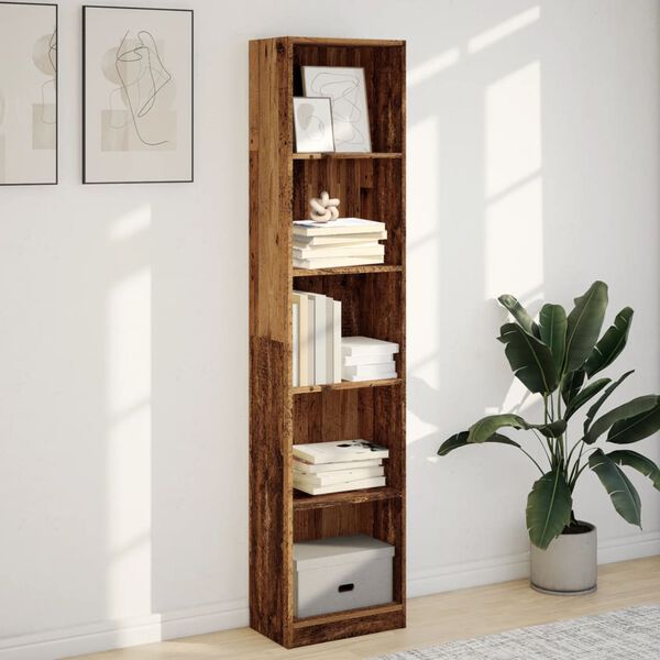 vidaXL Libreria Legno Antico 40x24x176 cm in Legno Multistrato