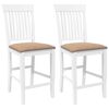 vidaXL Sgabelli da Bar con Cuscini 2 pz Bianco Legno Massello di Hevea