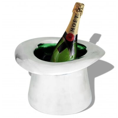 vidaXL Secchiello per Ghiaccio per Champagne a Forma di Cappello Argento Alluminio