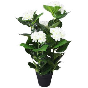 vidaXL Ortensia Pianta Artificiale con Vaso 60 cm Bianca