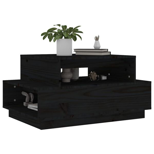 vidaXL Tavolino da Salotto Nero 80x55x40,5 cm Legno Massello di Pino