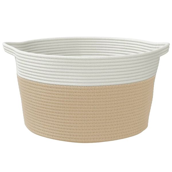 vidaXL Cestino Portaoggetti Beige e Bianco Ø40x25 cm in Cotone