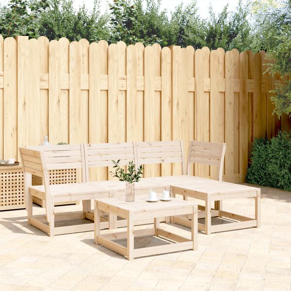 vidaXL Set Salotto da Giardino 4 pz in Legno Massello di Pino