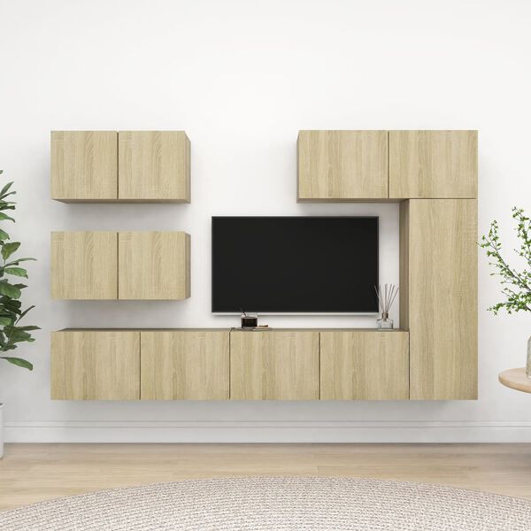 vidaXL Set di Mobili Porta TV 6 pz Rovere Sonoma in Legno Multistrato