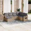 vidaXL Set Divani da Giardino 7 pz con Cuscini Beige in Polyrattan