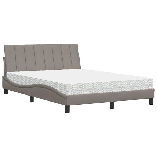vidaXL Letto con Materasso Hanko Tortora 140x190 cm in Tessuto