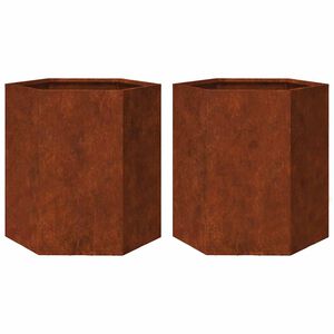 vidaXL Fioriere da Giardino 2 pz Esagono 46x40x45 cm in acciaio corten