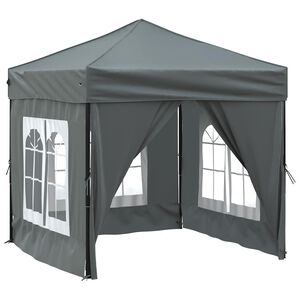 vidaXL Tenda per Feste Pieghevole con Pareti Laterali Antracite 2x2 m