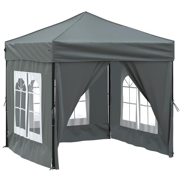 vidaXL Tenda per Feste Pieghevole con Pareti Laterali Antracite 2x2 m
