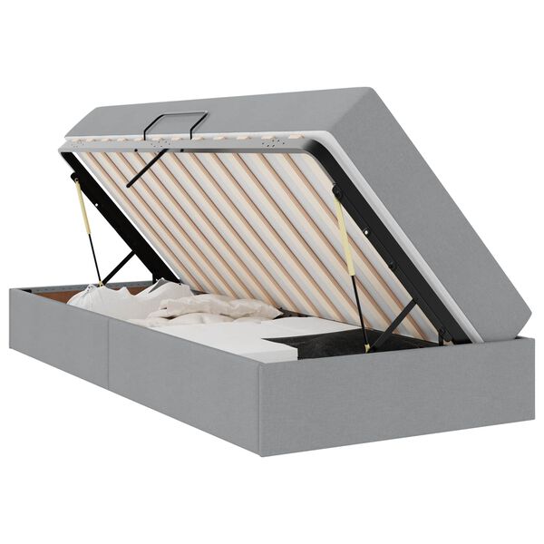 vidaXL Letto con contenitore e materasso Grigio chiaro 100 x 200 cm