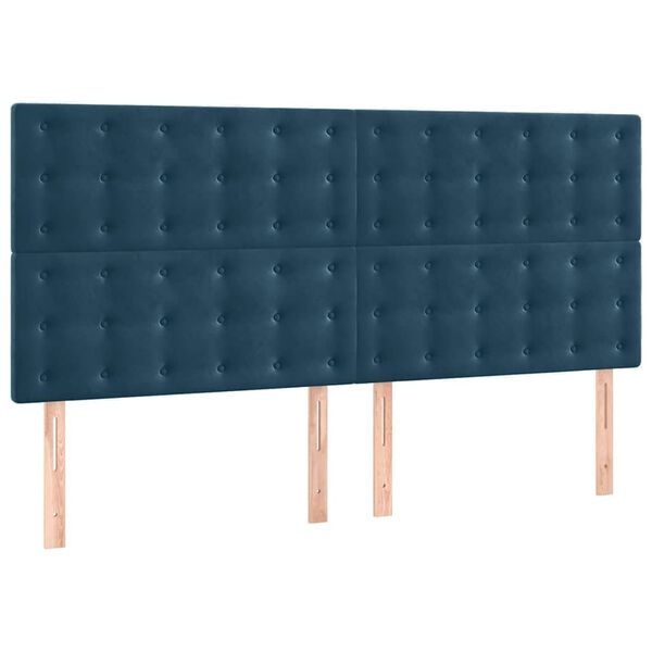 vidaXL Testiera Blu Scuro 180x5x118/128 cm Velluto