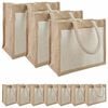 vidaXL Borse in juta con tasca 10 Naturale e Bianco 26 x 22 x 14 cm