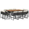 vidaXL Set da Pranzo da Giardino 11 pz con Cuscini in Polyrattan Nero