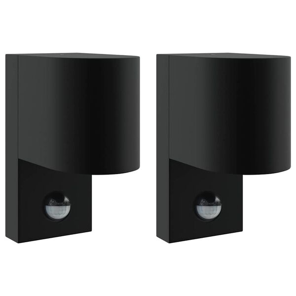 vidaXL Lampade da Parete Esterne 2 pcs Nero 12 x 7 x 15 cm