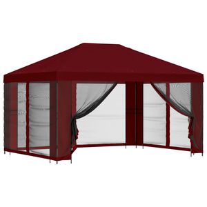 vidaXL Gazebo da giardino con pareti laterali 4 &times; 3 m Borgogna
