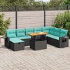 vidaXL Set Divani da Giardino 9 pz con Cuscini Nero Polyrattan Acacia