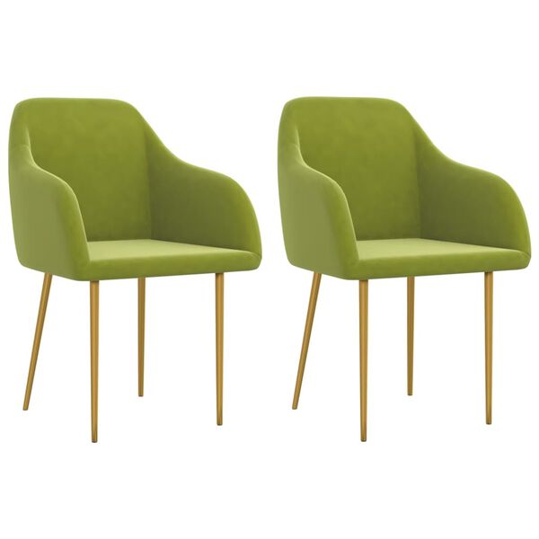 vidaXL Sedie da Pranzo 2 pz Verde Chiaro in Velluto