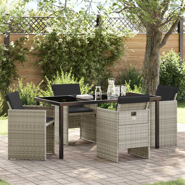 vidaXL Set da Pranzo per Giardino 5 pcs Grigio chiaro polyrattan