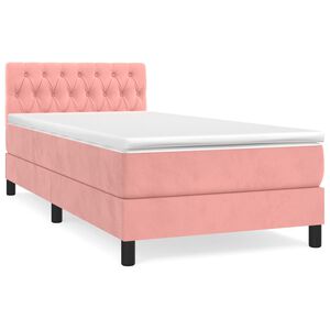 vidaXL Giroletto a Molle con Materasso Rosa 90x200 cm in Velluto