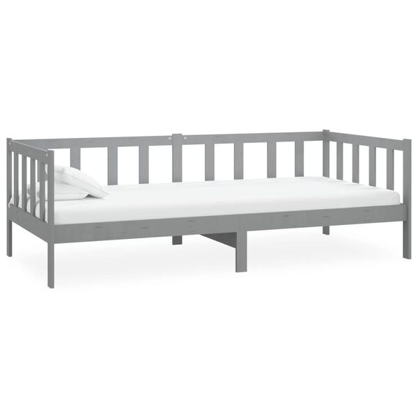 vidaXL Divano Letto con Materasso 90x200 cm Grigio in Legno di Pino