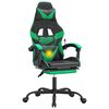 vidaXL Sedia da Gaming Girevole con Poggiapiedi Nero Verde Similpelle