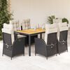 vidaXL Set da Pranzo da Giardino 7 pz Nero con Cuscini in Polyrattan