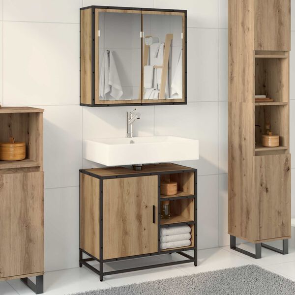 vidaXL Set di mobili per il bagno con porta 2 pcs Rovere artigianale