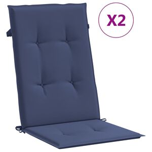 vidaXL Cuscini Sedia Schienale Alto 2 pz Blu Marino in Tessuto