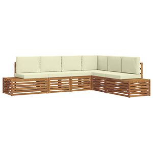 vidaXL Set di divani da esterno con cuscino 6 Pezzo Naturale e Crema