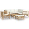 vidaXL Set Salotto da Giardino 8pz con Cuscini Bianco Crema in Bamb&ugrave;