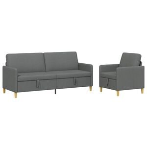 vidaXL Set di Divani con Storage 2 pz Grigio Scuro Poliestere