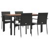vidaXL Set da Pranzo da Giardino 5 pz Nero con Cuscini in Polyrattan