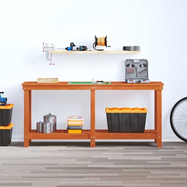 vidaXL Banco da lavoro con lo scaffale Marrone Cera 180 x 50 x 80 cm