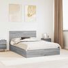 vidaXL Letto con Contenitore con testiera Grigio Sonoma 140 x 200 cm