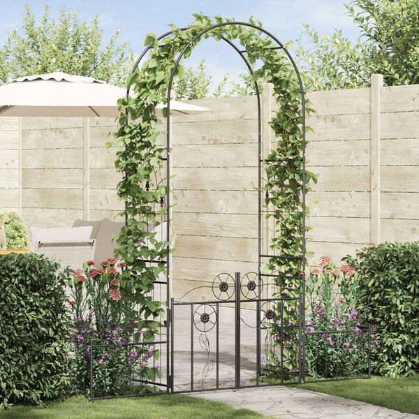 vidaXL Arco da Giardino con blocco Nero 203 x 50 x 218 cm