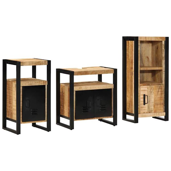 vidaXL Set di mobili per il bagno 3 pcs Legno di mango massello