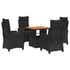 vidaXL Set da Pranzo da Giardino 5 pz Nero con Cuscini in Polyrattan