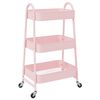 vidaXL Carrello portaoggetti a 3 ripiani rosa 42x41,5x77 cm in acciaio