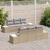 vidaXL Set Divano da Giardino con cuscino 7 pcs Beige polyrattan