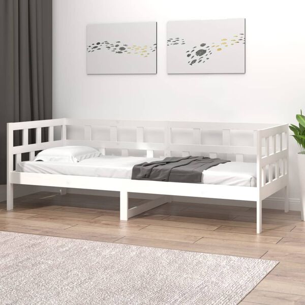 vidaXL Dormeuse Bianca in Legno Massello di Pino 90x190 cm