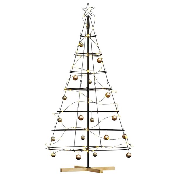 vidaXL Albero a Cono di Natale con supporto Nero 180,5 cm Acciaio