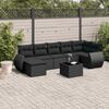 vidaXL Set Divani da Giardino con Cuscini 8 pz Nero in Polyrattan